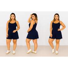 Loose Strappy Romper - Màu xanh hải quân - Xem 2