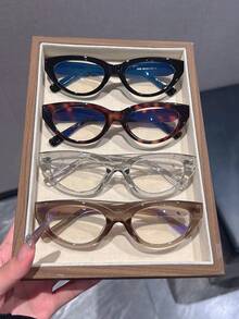 1副女士小框猫眼眼镜，粗腿窄框，简约日常百搭 - 無色 - 查看 5