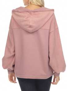 CILKOO Cappotto con cappuccio tasca con patta spalle cadenti con coulisse - Rosa - Visualizzare 7