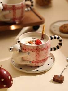 1 buc (ceașcă + farfurie) Set de ceașcă de cafea și farfurie din ceramică vintage, lucrate manual, cu motive koala drăguțe în relief 3D, ceașcă de latte pictată manual, sub glazură - Multicolor - Vizualizare 4