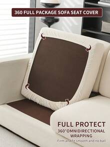 1件装弹力沙发套，防滑全覆盖沙发座套，四季皆宜，加厚面料，可机洗，防尘防污，米色纹理图案，宠物友好，可调节尺寸，适用于转角沙发，也适用于卧室、办公室、客厅组合式沙发和L型沙发，毯子和1/2/3/4座套可选，可手洗