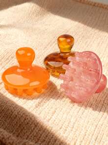 1 件装宽齿梳，头部按摩梳，可爱章鱼造型，树脂材质，圆齿设计，舒适头皮按摩，四种颜色可选。