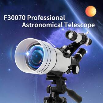 F30070 Astronomical Telescope, 1.4-Meter Four-Layer Adjustable Ultra-High Stand, Multiple Color Options, 150x Zoom, Professional Astronomical Telescope, Manual Focus, With Tripod Stand, Upright Refraction, Multiple Magnification, Multiple Color Options, Suitable For Stargazing, Moon Viewing, Landscape Viewing And Other Multi-Purpose Astronomical Telescopes (For For Christmas/As "Gift"