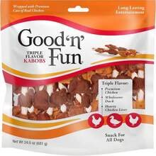 Good U2018n Fun Triple Flavor Kabobs Chews For All Dogs, 18 Count, Treat Your Dog To Chews Made From Beef Hide, Real Chicken, Pork Hide, Duck And Chicken Liver - ColorD - 查看 1