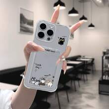 Funda de teléfono transparente con patrón de gato lindo, funda de teléfono con soporte para tarjetas que proporciona un agarre cómodo y protege eficazmente el teléfono de golpes y caídas, compatible con varios modelos de , incluyendo 16, 15, 14, 13, 12, 11 Pro Max, X, XR, XS Max, 14 Plus, 15 Plus, 12 Mini, 13 Mini, 15 Pro Max, 16 Pro Max y la serie 14 Pro. Esta nueva funda de teléfono es adecuada tanto para hombres como para mujeres, ofreciendo una funda de teléfono de alta calidad que protege completamente tu teléfono. - 1 pieza - Ver 2