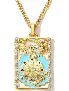 Tarot Card Necklace Women, Gold Vintage Pendant, Good Luck Amulet Jewelry - b - 查看 1