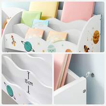 Estantería de Juguetes, Librería Infantil, Armario para Dormitorio con 2 Cajas para Juguetes, Sala de Juegos, Sala de Estar, Gris Paloma/Blanco/Blanco Nube - Blanco - Ver 4