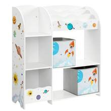 Estantería de Juguetes, Librería Infantil, Armario para Dormitorio con 2 Cajas para Juguetes, Sala de Juegos, Sala de Estar, Gris Paloma/Blanco/Blanco Nube - Blanco - Ver 9