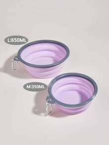 Pet Dog & Cat Foldable Travel Bowl - Color Random Dog Outing Dog Stuff Water Bottle Camping - Purple - View 10