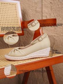 Women's Fashion Linen Rope Wedge Sandals, Breathable Casual Vacation Shoes - Beige - View 5
