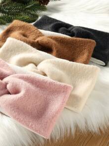 1 pieza Diadema elástica suave de unicolor elegante para mujer, diadema elástica de yoga y deporte, versátil para uso diario, adecuada para múltiples ocasiones, diademas de mujer para otoño/invierno, accesorios para el cabello de invierno, bandas para el cabello de invierno, cálido envolvente para la cabeza, bufanda de mujer