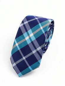 1 pieza Corbata delgada formal de negocios para hombres a cuadros y rayas de 6 cm, adecuada para el trabajo, uso diario, bodas y fiestas