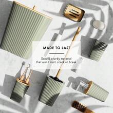 Clara Clark Bathroom Accessories Set - Bathroom Set, Bathroom Accessory Set, Shower Curtain Set, Toilet Brush, Trash Can & Soap Dispenser - Black - 20PC