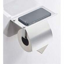 yeavs SUS 304 - Soporte de papel higiénico doble para papel higiénico con estante de almacenamiento para teléfono (cromo pulido)(Mediano) - Tipo 2 - Ver 8