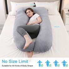 Pregnancy Pillow For Sleep Support For Back, Stomach, Hips, Legs, Full Body Pregnancy Pillow For Pregnant Women, Pillow For Women And Side Sleepers - 淺灰-U形 - 查看 6