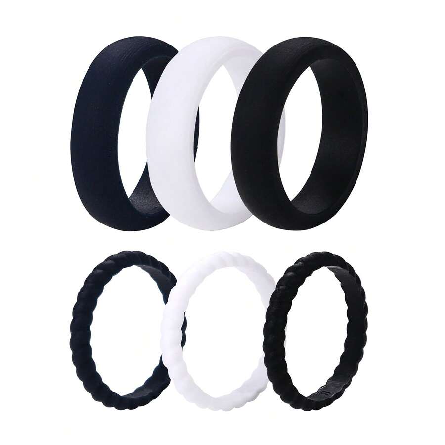 Rofusn Women's Silicone Wedding Ring: Stackable Rubber Band With Ergonomic Design - Essential For Sports Training - C - Xem 1