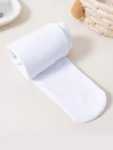 1 Quần legging nhung nhung trơn co giãn màu trơn cho trẻ em, quần bó ấm áp để khiêu vũ, mùa thu/đông - trắng - Xem 5