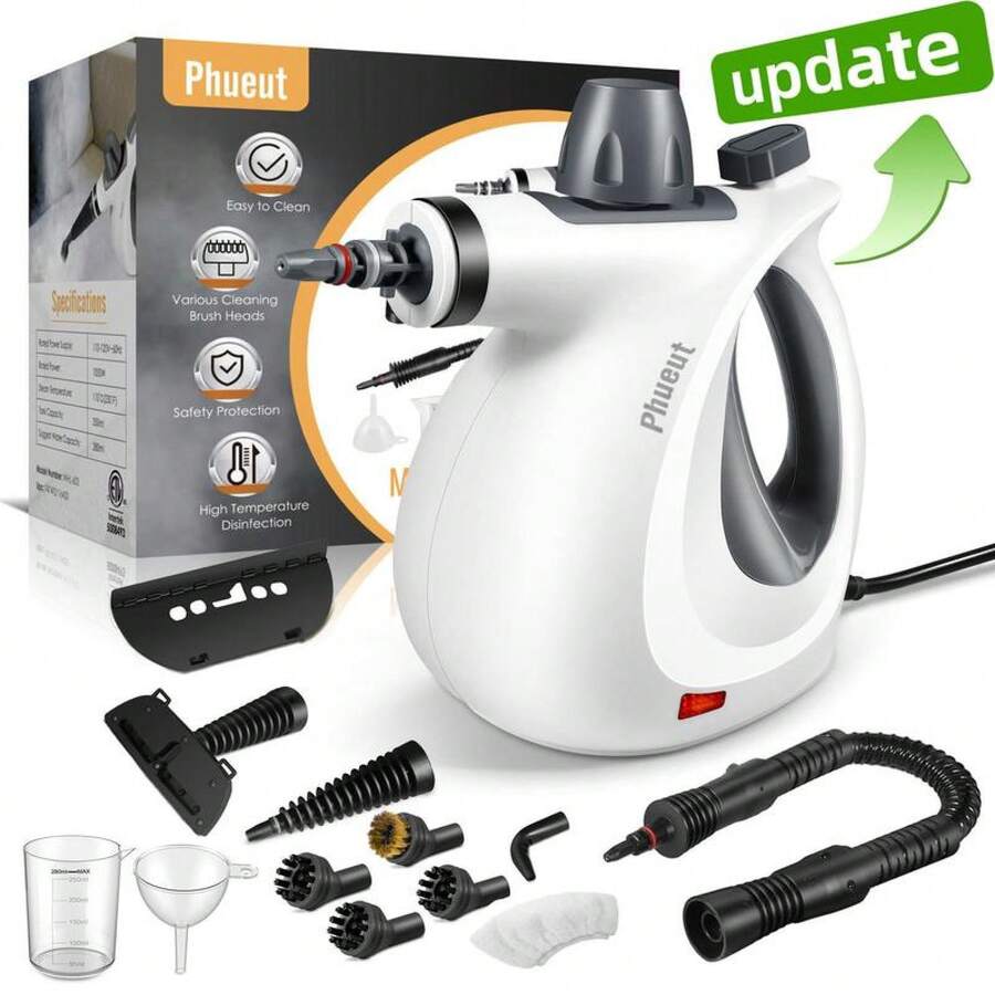 Phueut Pressurized Handheld Multi-Surface Natural Steam Cleaner With 12 Pcs Parts , Multi-Purpose Steamer Home Use, Kitchen And Car - 320白色 - 查看 1