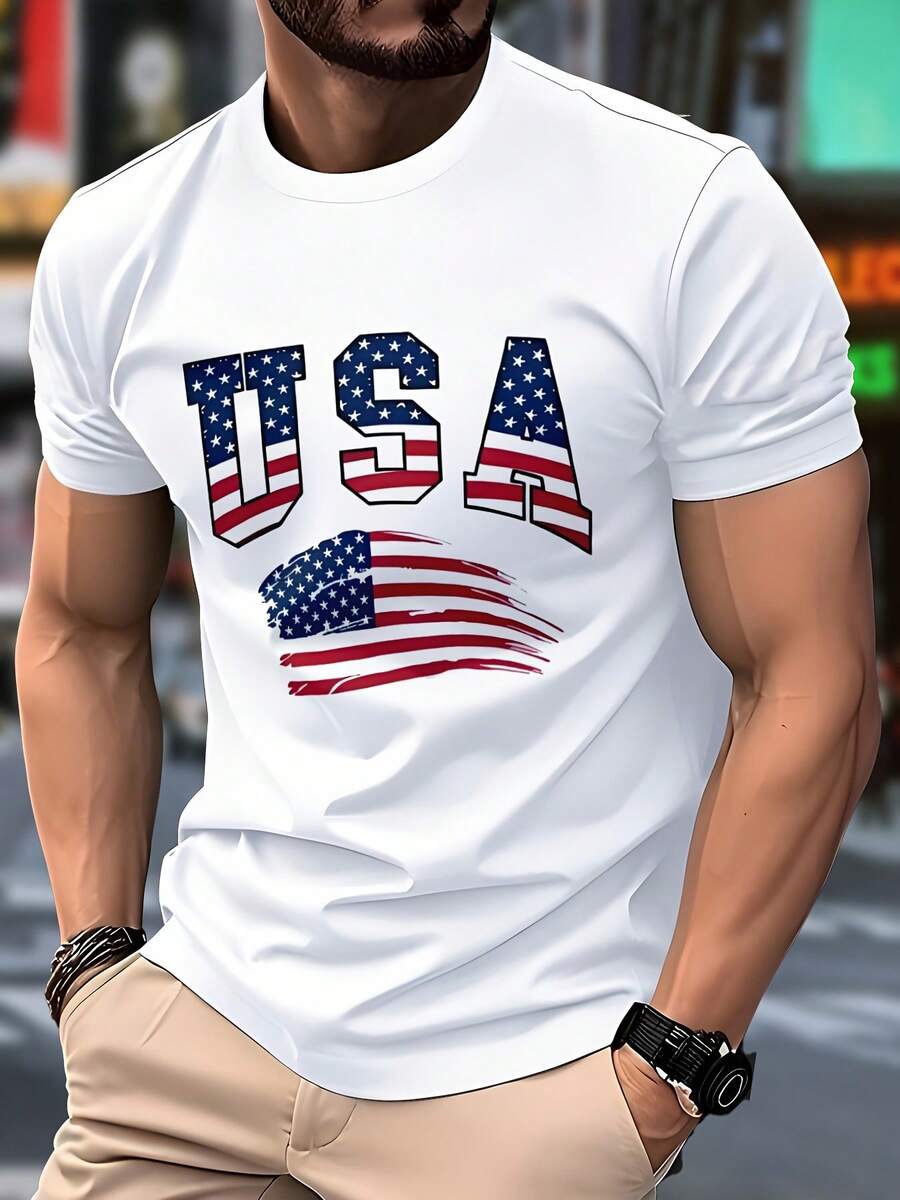 Camiseta Casual de Hombre con Estampado Elegante - Blanco - Ver 1
