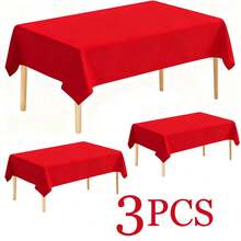 3/1 Pack/Disposable Plastic Tablecloth 54 Inches X 108 Inches, Premium PEVA Party Tablecloth Fits 6 To 8 Ft Tables, Suitable For Indoor Or Outdoor Party, Birthday, Wedding, Valentine's Day, Engagement, Anniversary, Buffet (Red) - Red - View 14
