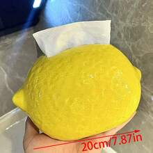 1pc Creative Realistic Ceramic Lemon Tissue Box | Nordic Style Vivid Fruit Texture 3D Lifelike Tissue Paper Holder, Home Decor, Housewarming Gift, Suitable For All Seasons - Multicolor - View 7