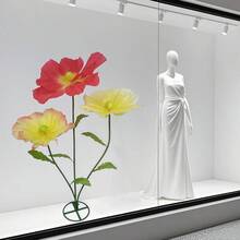 Large Artificial Flower For Decoration With Stands 5.6 Ft Artificial Silk Giant Flower Big Artificial Flores Gigantes For Wedding Party Banquet Backdrop Decor Photography Props Window Display Ideal For Elegant Event Settings Indoor And Outdoor Use Realistic Texture And Durable Material For LongLasting Visual Impact - 黃紅 - 查看 4