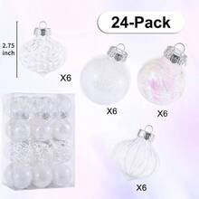 60MM2.36 Ornaments Set, 30pcs Green Ornaments Shatterproof Decorative Baubles Xmas Tree Ornament Decorations Balls Wedding Holiday Party Indoor Outdoor Decor - 白色1 - 查看 2