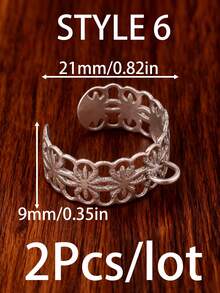 2 piezas/lote Anillos con forma de estrella de mar y corazón chapados en oro de 18K PVD, accesorios de acero inoxidable ajustables, base de anillo abierto geométrico de cadena ancha para hacer joyas DIY - Anillo DIY - Ver 21