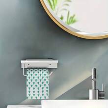 Selbstklebender Toilettenpapierhalter mit Telefonablage, wandmontierter Toilettenpapierrollenhalter, Toilettenpapierrollenhalter für Badezimmer, Waschraum, mit Ablage, stanzfrei und selbstklebend