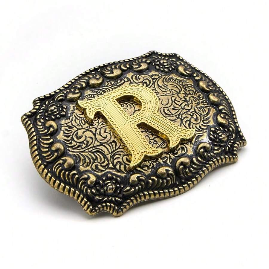 WUAT Western Belt Buckle Novelty Letter Belt Buckles Initial Letter{Inchcolor_nameinch:InchRinch} - R - Xem 1