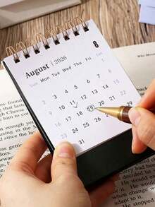 1pc 2026 Minimalist Compact Desk Calendar, Portable Solid Color Desk Decor, 2025.7 - 2026.12 Mini Calendar, Back To School, Learning Supplies, School & Office Desk Decoration, Gift For Friends, Back To School Season - Multicolor - View 6