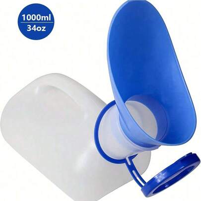 Orinal unisex, orinal portátil para hombres y mujeres, botella para orinar con tapa y embudo para ancianos y pacientes para camping, al aire viajes