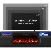 70 Inch Fireplace TV Stand Entertainment Center With 36" Fireplace, 70" Wooden TV Stand For TVs Up To 80", Media TV Console With High Gloss Storage Cabinet And 16 Colors LED Lights - 查看 8