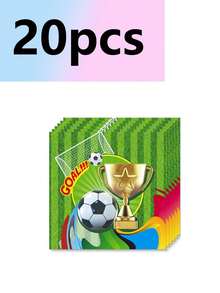 10pcs Green Football World Cup Themed Party Football Supplies, Paper Cups, Paper Plates, Tissue Sets, Disposable Paper Plates, Tableware, Camping And Travel Essentials - Multicolor - View 5