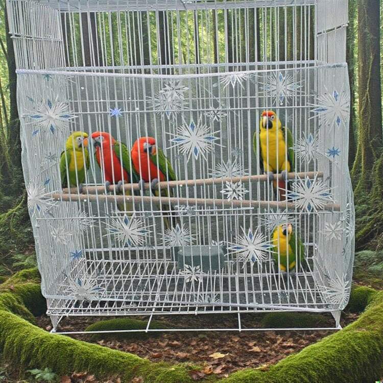 1 件装雏菊图案弹性紧密网状鸟笼罩，四季防尘保护鸟类 - 彩色 - 查看 7