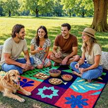 Jumbo 78x78 Inch Heavy Duty Picnic Blanket, Soft Quilted Outdoor Mat With Carry Strap, Foldable For Camping Beach Backyard Family Outings - 1# - Xem 6