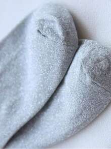 5 Pairs Mixed Color Metallic Shiny Crinkle Socks, Metallic Luster Mid-Calf Socks - Multicolor - View 5