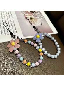 1件创意挂链手机壳链挂环女孩马卡龙INS风配饰串珠DIY手链贴纸挂件可爱创意挂绳钥匙扣水晶CCD手工吊坠 - 彩色 - 查看 10