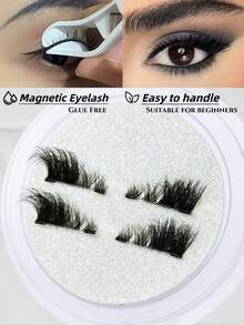 1 Cặp mi giả từ tính, kiểu nửa mi, không cần keo, mi ngắn từ tính, hiệu ứng trang điểm mắt mèo tự nhiên, có thể tái sử dụng, phù hợp cho nối mi, lý tưởng cho người hay làm việc nhà, các blogger làm đẹp và làm quà tặng. - Nửa lông mi - Xem 1