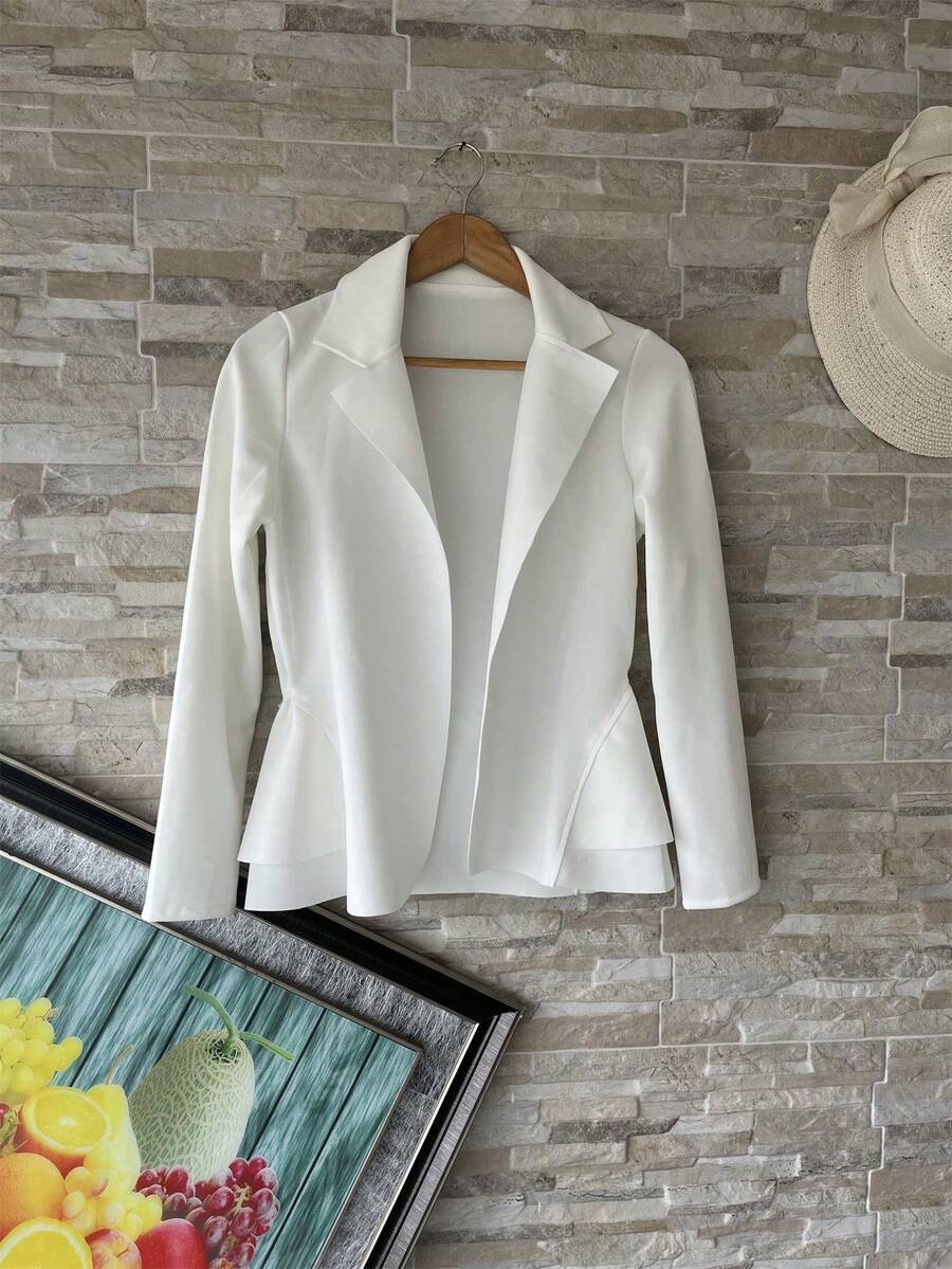 Women's Blazer, Neoprene Jacket, Long Sleeves, Has - White - View 1