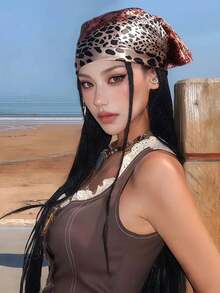 1 chiếc khăn vuông bằng satin in họa tiết tối giản, khăn trùm đầu thời trang mùa xuân mới dành cho nữ, có thể dùng làm thắt lưng, trang trí túi xách, ruy băng, băng đô hoặc khăn quàng cổ, lựa chọn lý tưởng để tôn lên vẻ ngoài của bạn. - Cà phê nâu - Xem 4