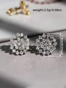 1 Pc Luxury Cubic Zirconia Stud Earrings For Women For Wedding Engagement Anniversary Party Jewelry Valentine's Day Gift - 1# - View 8