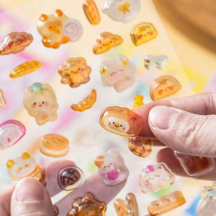 Stiker Stereoskopik 3D, Stiker Kristal Berkilau Kartun Kreatif untuk Anak-Anak, Stiker Timbul yang Menyenangkan, Stiker Bercahaya untuk Dekorasi - MultiWarna - View 3