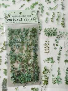 1 paquete de 6 pegatinas decorativas impermeables de PVC con plantas y flores de eucalipto vintage, de vuelta a la escuela - Multicolor - Ver 1