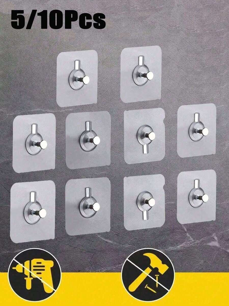 5/10 Stücke Spurlose Haken, Klebehaken für die Wand, ohne Nagel Wandmontage, für Bilderrahmen & Gemälde, Hochzeitsfotos, Wandmontage, Nagel-freie, nicht markierende Fotorahmen, Aufkleber Hängeregal Wanddekoration Haken, selbstklebende Schraubenpatch Aufkleber Malerei Haken - Verschiedenfarbig - Übersicht 1