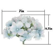 Flojery Silk Hydrangea Heads Artificial Flowers Heads With Stms For Home Wedding Dr,Pack Of 10 Lake Blue - 多色181 - 查看 3