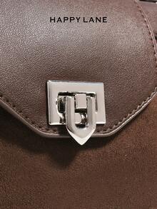 HAPPY LANE 1pc Classic Minimalist Faux Leather PU Ostrich Print Shoulder Bag, Handbag With Detachable Chain Strap, Fashion, Easy To Carry, Suitable For Daily Commute, Shopping, Outing, Young Women, College Students, Newlyweds, Office Ladies - Rỉ Nâu - Xem 3