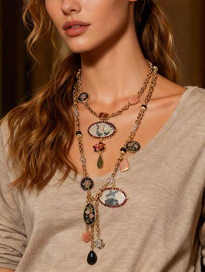 1 Pair Retro High-End Geometric Flower Resin Dangle Earrings, Exaggerated Earrings For Women