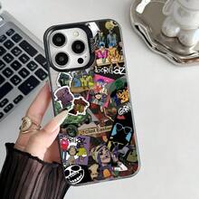 Epc G- Rock Band funda de teléfono de dibujos animados IMD funda de teléfono para 17 16 15 14 13 12 11 Pro Max Plus Color plata cubierta - Negro - Ver 13