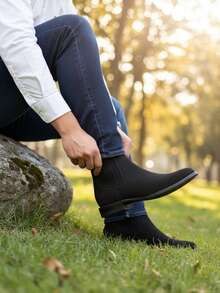 Botas vaqueras chelsea camel y negro para hombre en gamuza estilo charro clásico Negro y cafe, cómodas, duraderas y versátiles para uso diario Botines De Cuero Botin - Negro - Ver 3